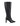 Women's black leather knee high boot with block heel and pointed toe