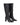 Women's black leather knee high boot with block heel and pointed toe