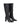 Women's black leather knee high boot with block heel and pointed toe