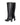 Women's black leather knee high boot with block heel and pointed toe