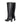 Women's black leather knee high boot with block heel and pointed toe