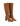Women's tabacco brown suede leather knee high boot with block heel and pointed toe