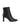 Women's black leather heeled ankle boot with pointed toe and thin block heel