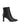 Women's black leather heeled ankle boot with pointed toe and thin block heel