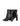Women's black leather heeled ankle boot with pointed toe and thin block heel