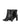 Women's black leather heeled ankle boot with pointed toe and thin block heel