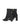 Women's black suede heeled ankle boot with pointed toe and thin block heel