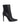 Black high-heeled ankle boot with a pointed toe shape