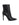 Black high-heeled ankle boot with a pointed toe shape