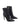 Black high-heeled ankle boot with a pointed toe shape