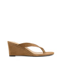Women's wedge heeled thong in tobacco brown suede
