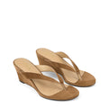 Women's wedge heeled thong in tobacco brown suede