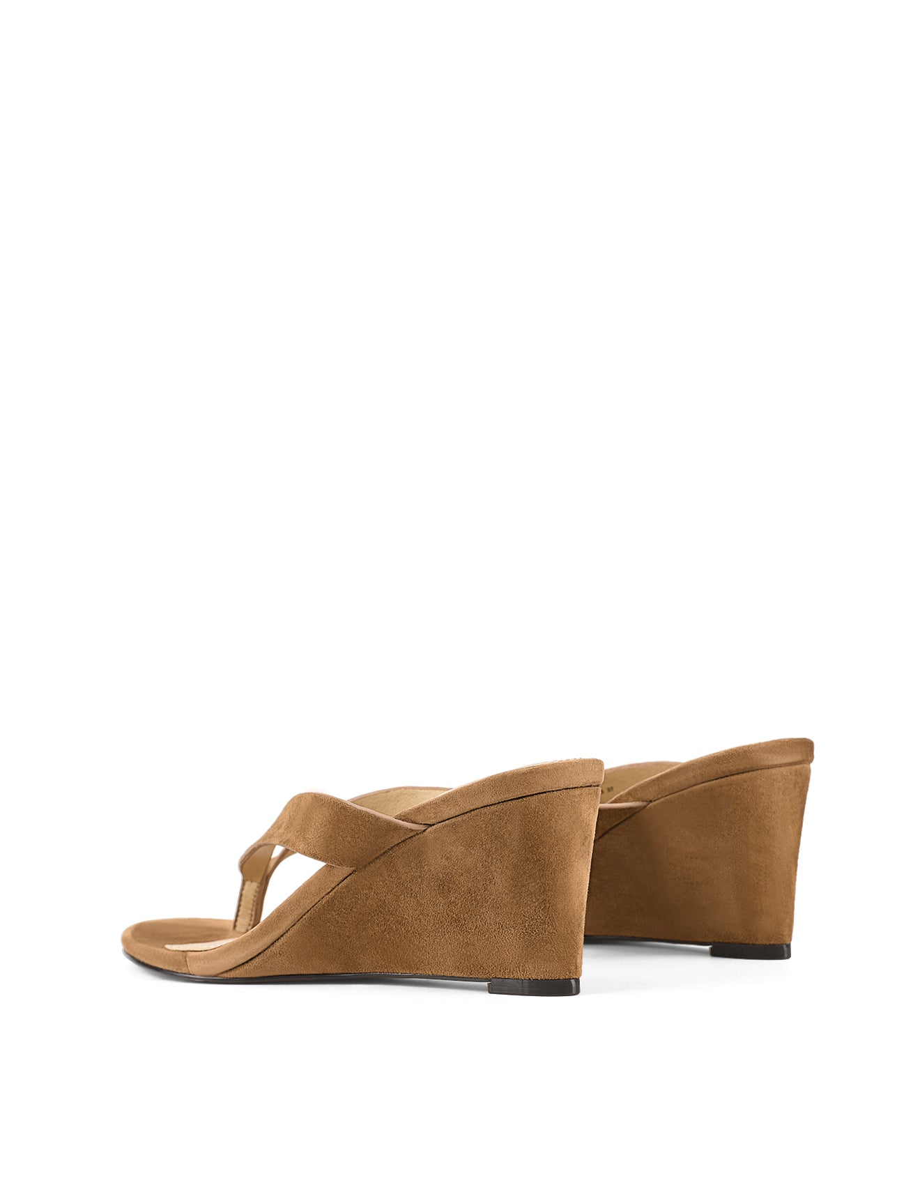 Women's wedge heeled thong in tobacco brown suede