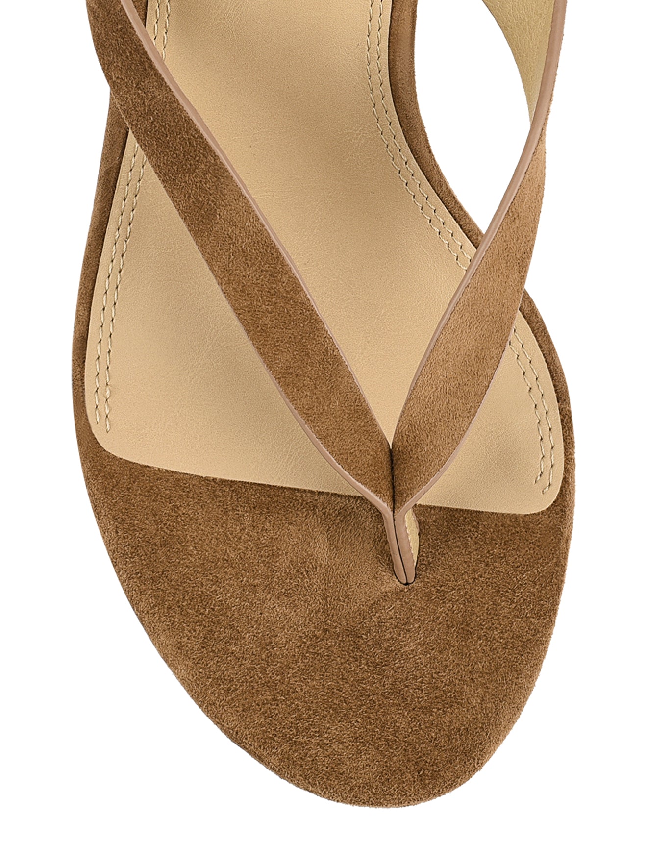 Women's wedge heeled thong in tobacco brown suede