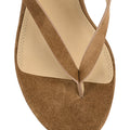 Women's wedge heeled thong in tobacco brown suede