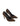Brown suede high heel court pumps with a pointed toe shape
