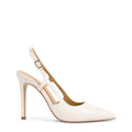 Women's white leather point toe slingback stiletto heel