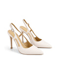 Women's white leather point toe slingback stiletto heel