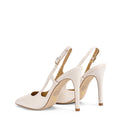 Women's white leather point toe slingback stiletto heel