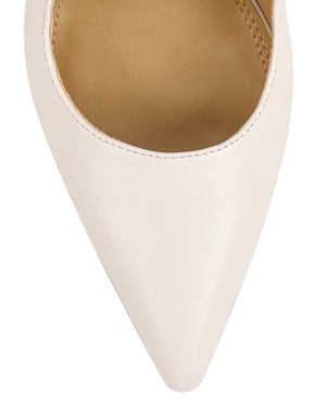 Women's white leather point toe slingback stiletto heel