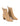 Women's taupe brown suede leather ankle boot with stacked leather heel, pointed toe and finger elastic gusset