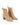 Women's taupe brown suede leather ankle boot with stacked leather heel, pointed toe and finger elastic gusset