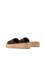 Women's chocolate brown suede and cork platform slides