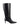 Women's black high shine leather knee high boot with stiletto heel and sharp pointed toe