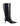 Women's black high shine leather knee high boot with stiletto heel and sharp pointed toe