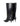 Women's black high shine leather knee high boot with stiletto heel and sharp pointed toe