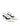 Women's chalk white leather kitten heel pointed toe slingback with asymmetric strap detail