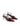 Women's red wine patent leather kitten heel pointed toe slingback with asymmetric strap detail