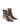 Women's brown snake print leather ankle boot with stiletto heel, pointed toe and gold buckle detailing