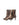 Women's brown snake print leather ankle boot with stiletto heel, pointed toe and gold buckle detailing