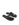 Women's black leather flat thongs with gold embellishment 