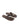 Women's chocolate brown leather flat thongs with gold embellishment 