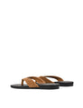 Women's tobacco suede flat thongs