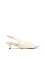 Women's cream leather point toe slingback pumps 