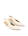Women's cream leather point toe slingback pumps 