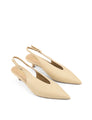 Women's custard yellow leather point toe slingback pumps 