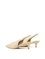 Women's custard yellow leather point toe slingback pumps 