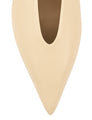 Women's custard yellow leather point toe slingback pumps 