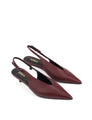 Women's red wine leather point toe slingback pumps 