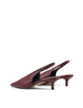 Women's red wine leather point toe slingback pumps 