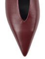 Women's red wine leather point toe slingback pumps 