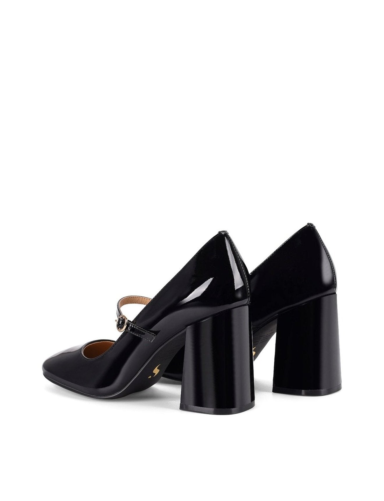 Black patent block heel pumps sales