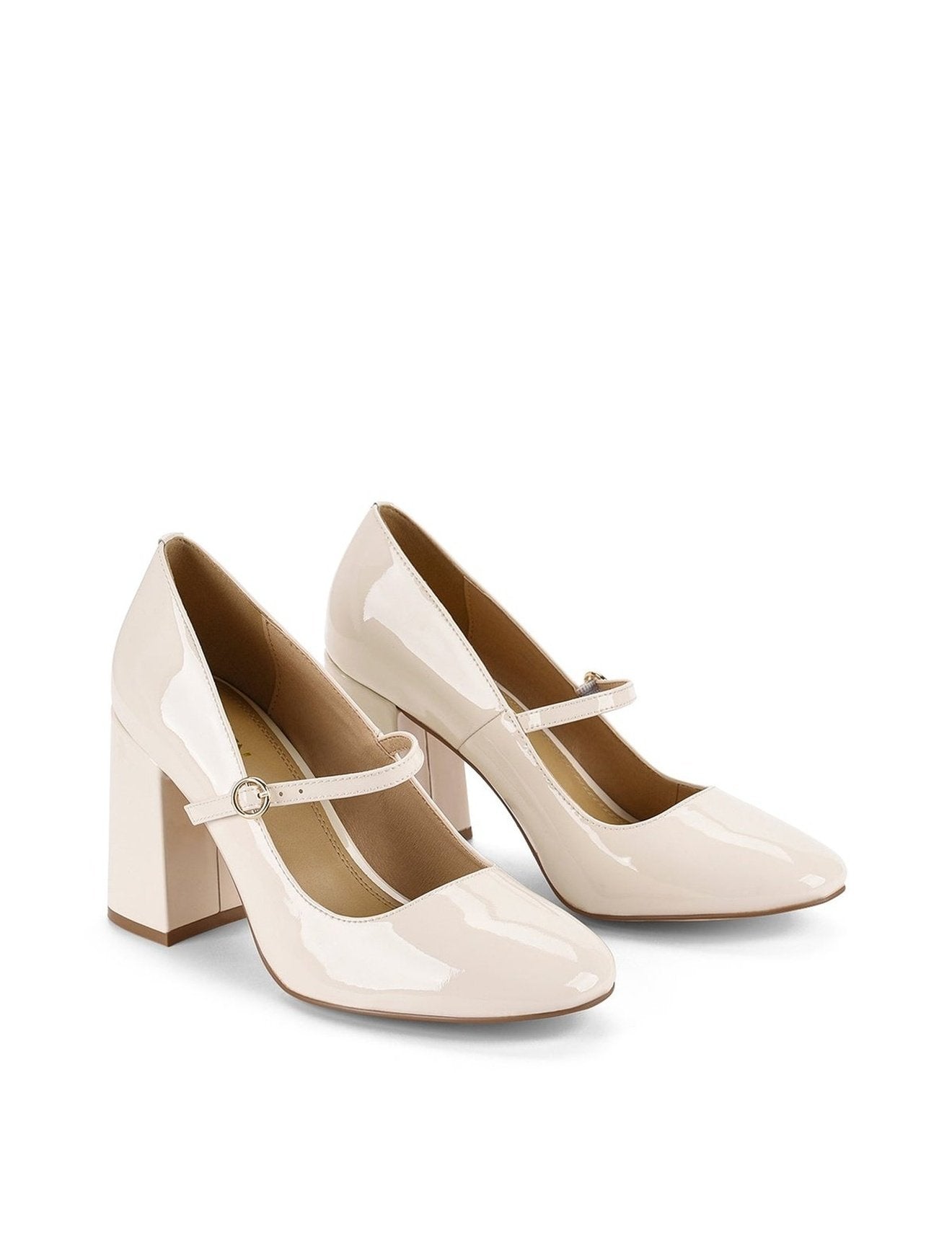 Gigi Block Heel Pump Chalk Patent Leather