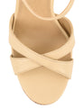 Women's yellow custard leather platform sandals with cork sole