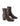 Women's chocolate brown leather ankle boot in stretch leather with block heel and square toe 