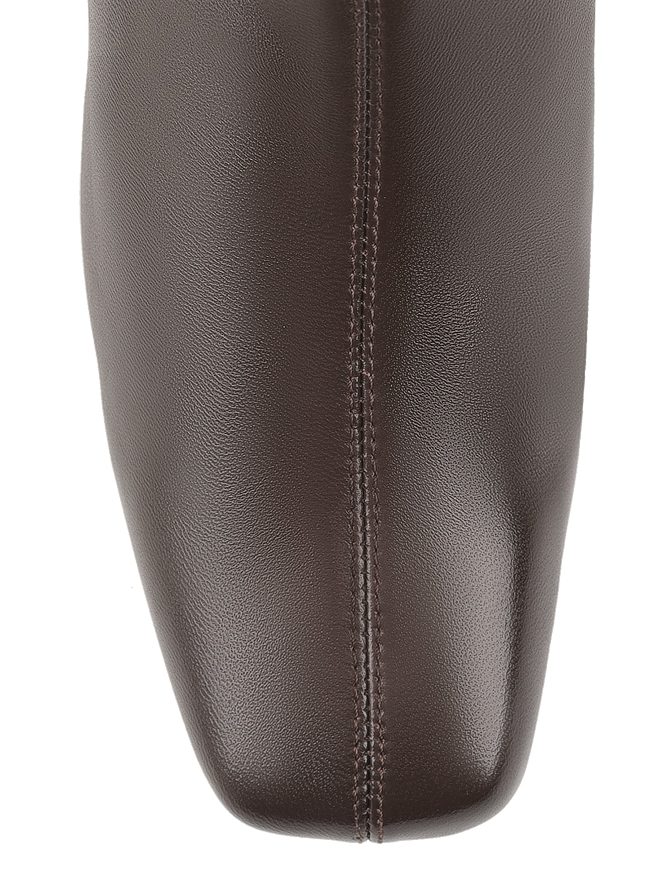 Women's chocolate brown leather ankle boot in stretch leather with block heel and square toe 